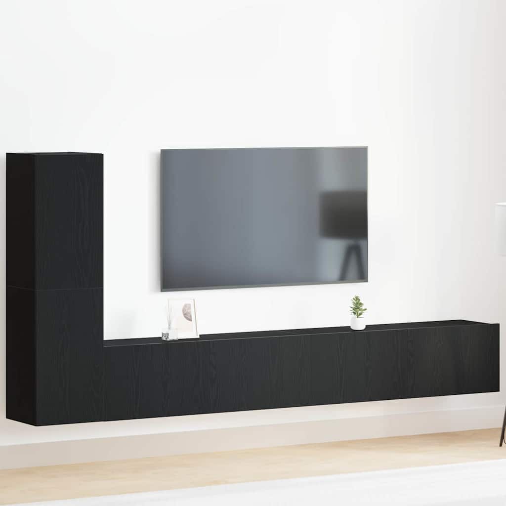 vidaXL Conjunto de mueble de TV 3 uds. Roble Negro