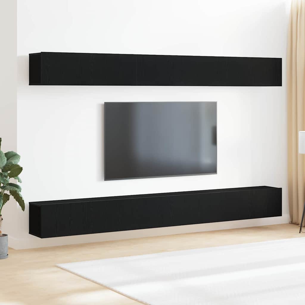 vidaXL Conjunto de mueble de TV 6 uds. Roble Negro