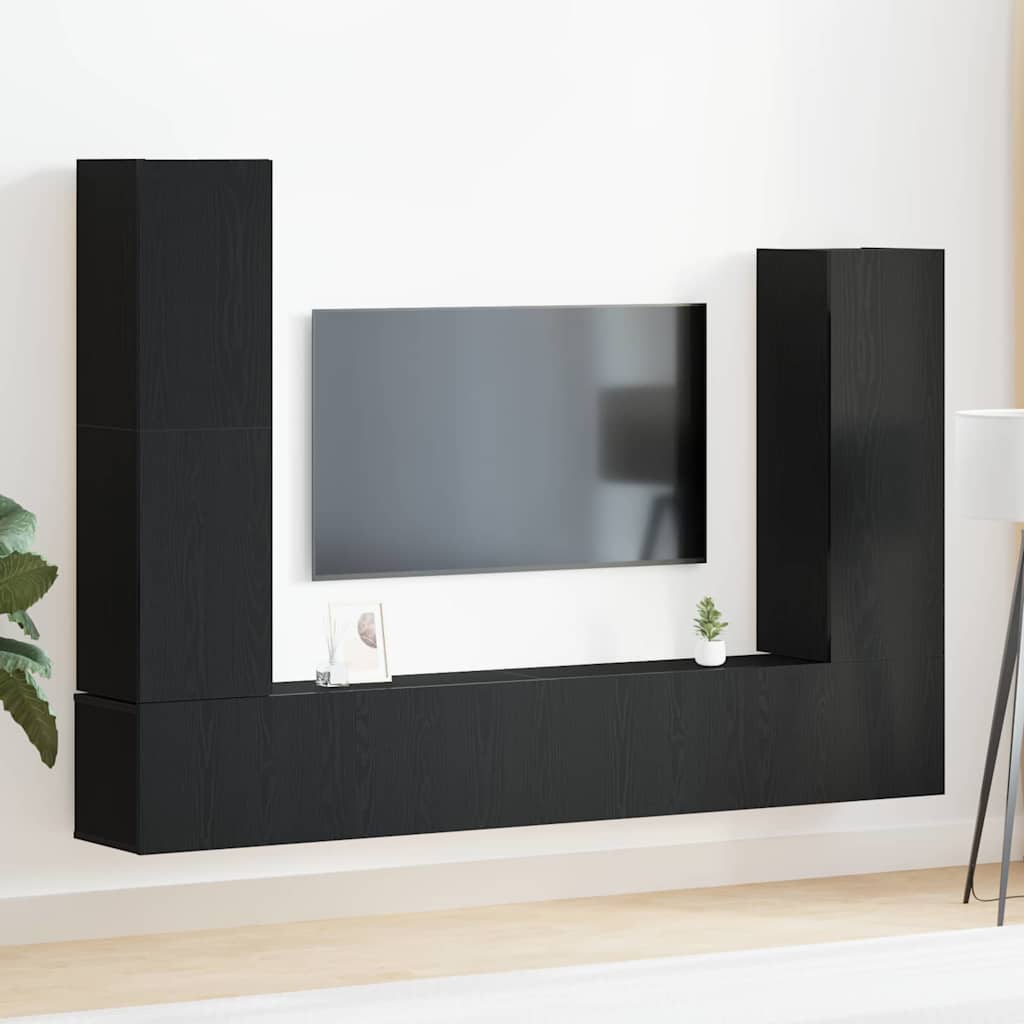 vidaXL Conjunto de mueble de TV 6 uds. Roble Negro