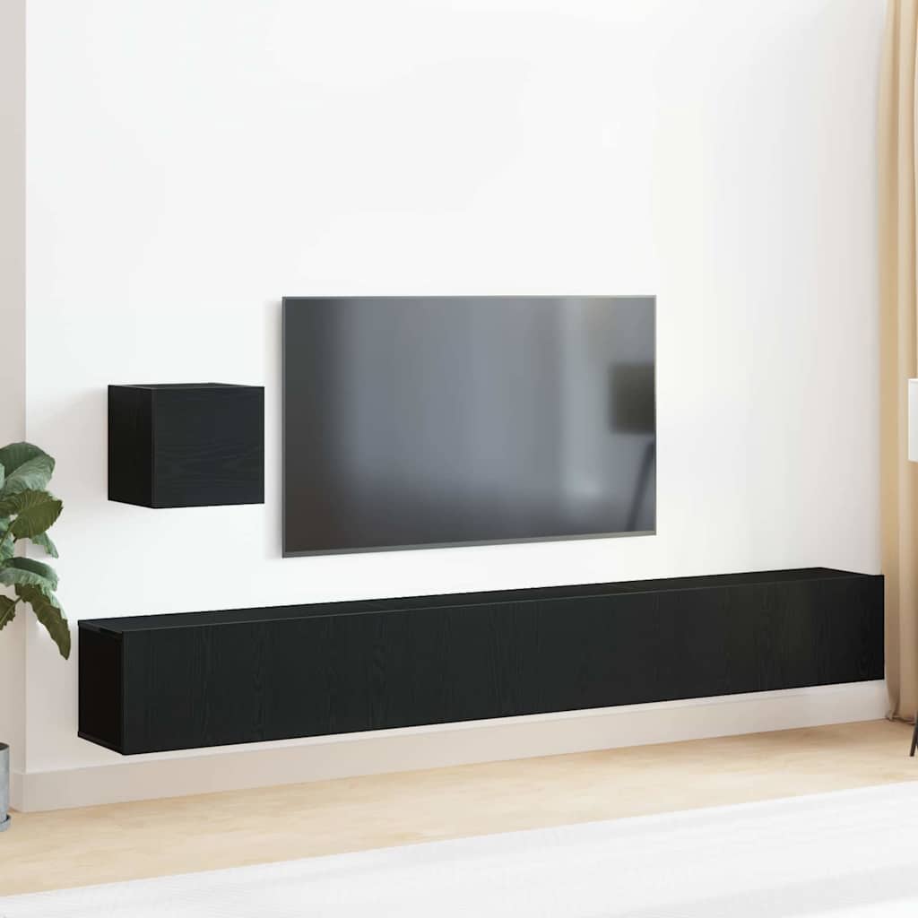 vidaXL Conjunto de mueble de TV 4 uds. Roble Negro