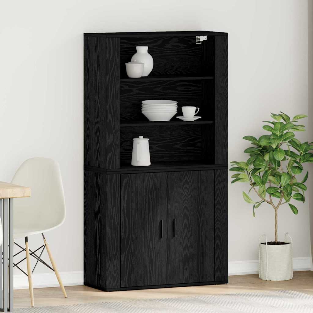 vidaXL Aparador alto Roble Negro 80 x 33 x 150 cm Madera de ingeniería