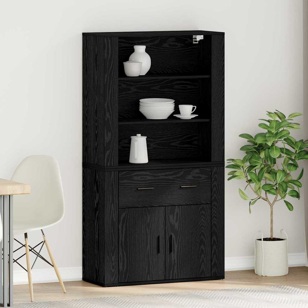 vidaXL Aparador alto Roble Negro 80 x 33 x 150 cm Madera de ingeniería