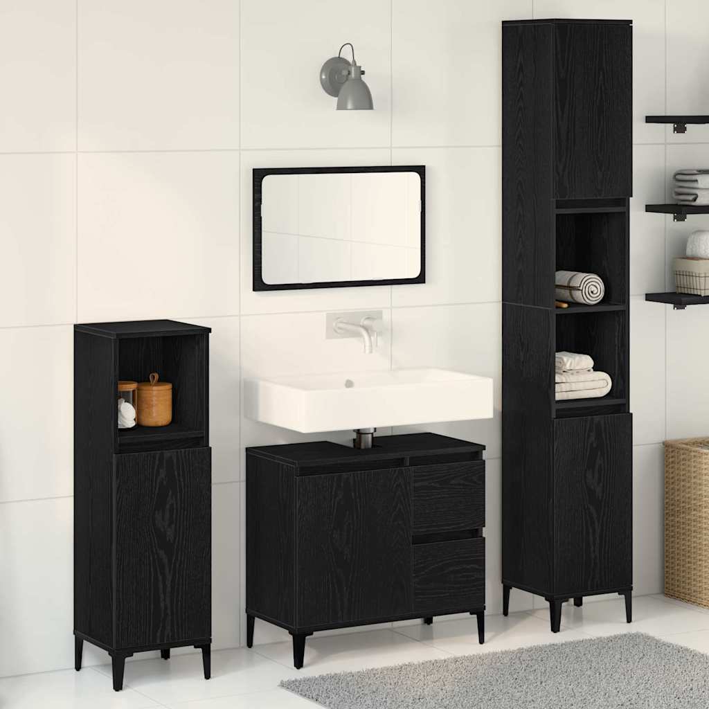 vidaXL Juego de muebles de baño 3 uds. Roble Negro
