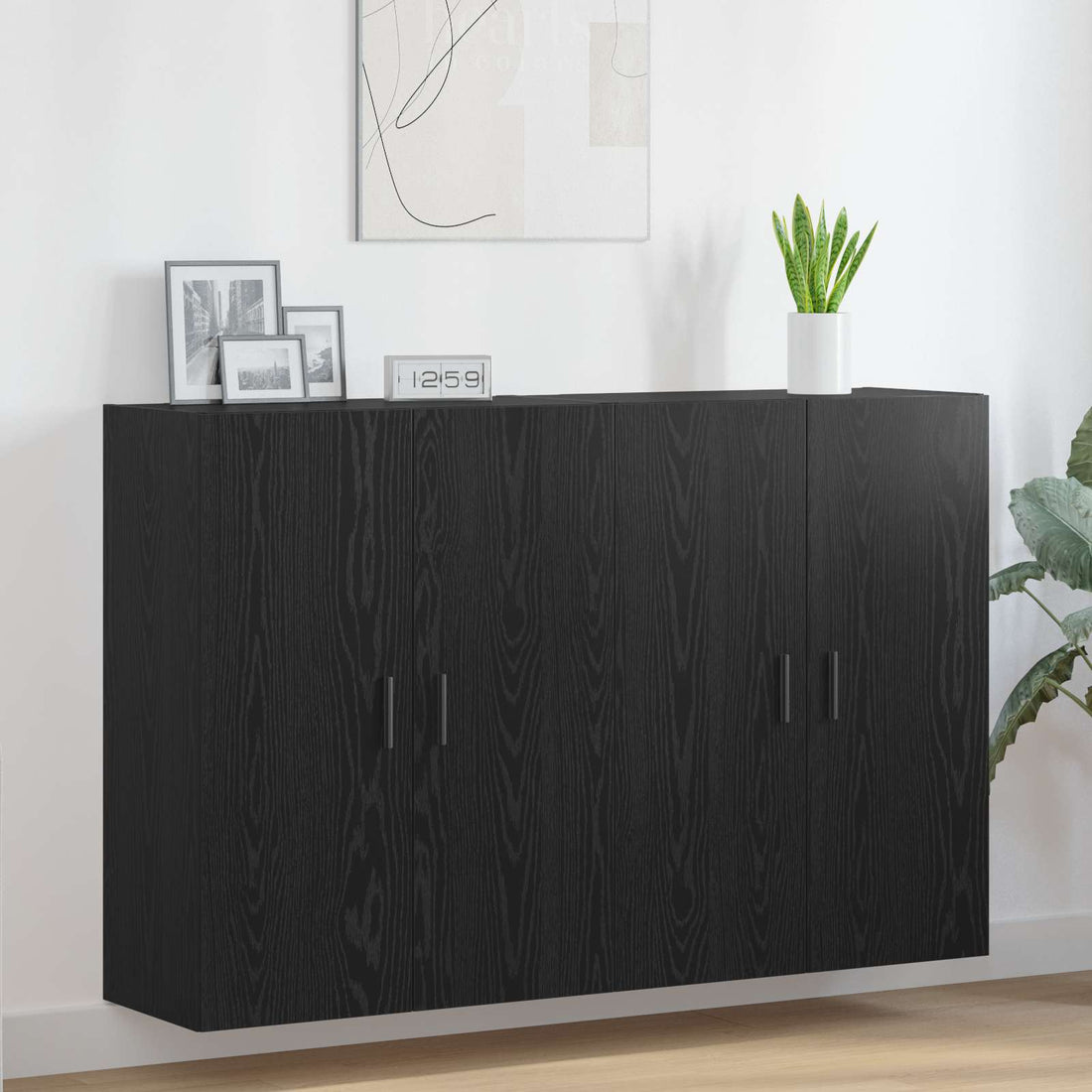 vidaXL Armario de pared 2 uds. Roble Negro 69,5 x 34 x 90 cm