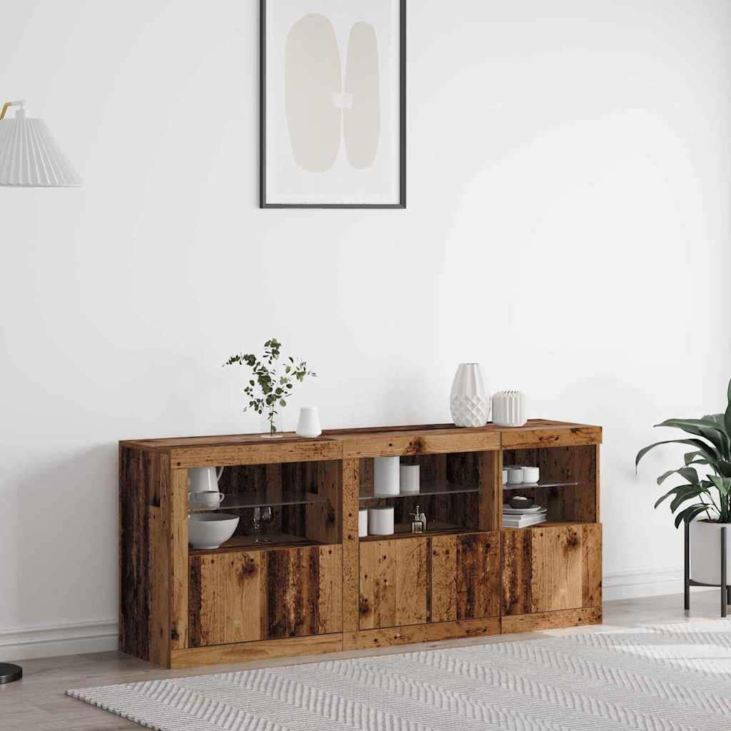 vidaXL Aparador LED Madera vieja 162 x 37 x 67 cm Madera de ingeniería