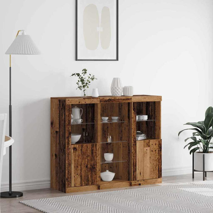vidaXL Aparador LED Madera vieja 123 x 37 x 100 cm