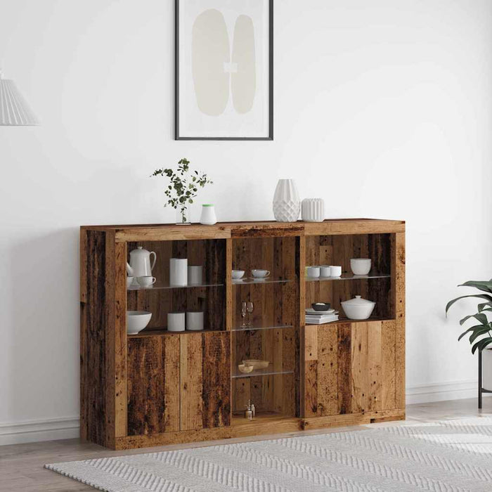 vidaXL Aparador LED Madera vieja 162 x 37 x 100 cm