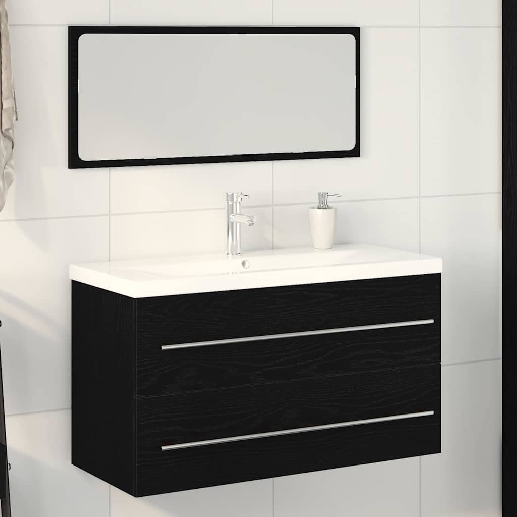 vidaXL Gabinete de Lavabo para Baño 3 uds. Roble Negro