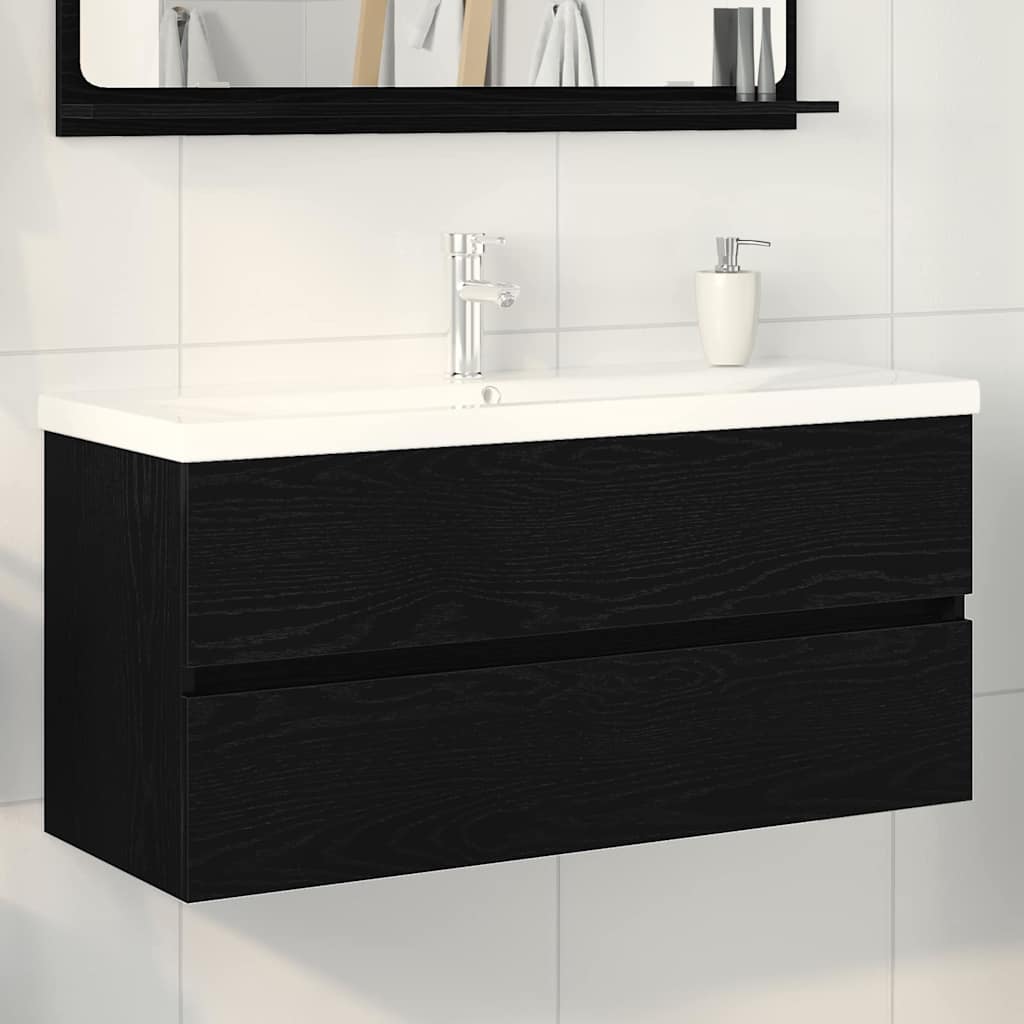 vidaXL Gabinete de Lavabo para Baño Roble Negro 100 x 39 x 62 cm