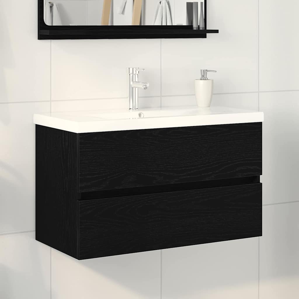 vidaXL Gabinete de Lavabo para Baño Roble Negro 80 x 39 x 62 cm