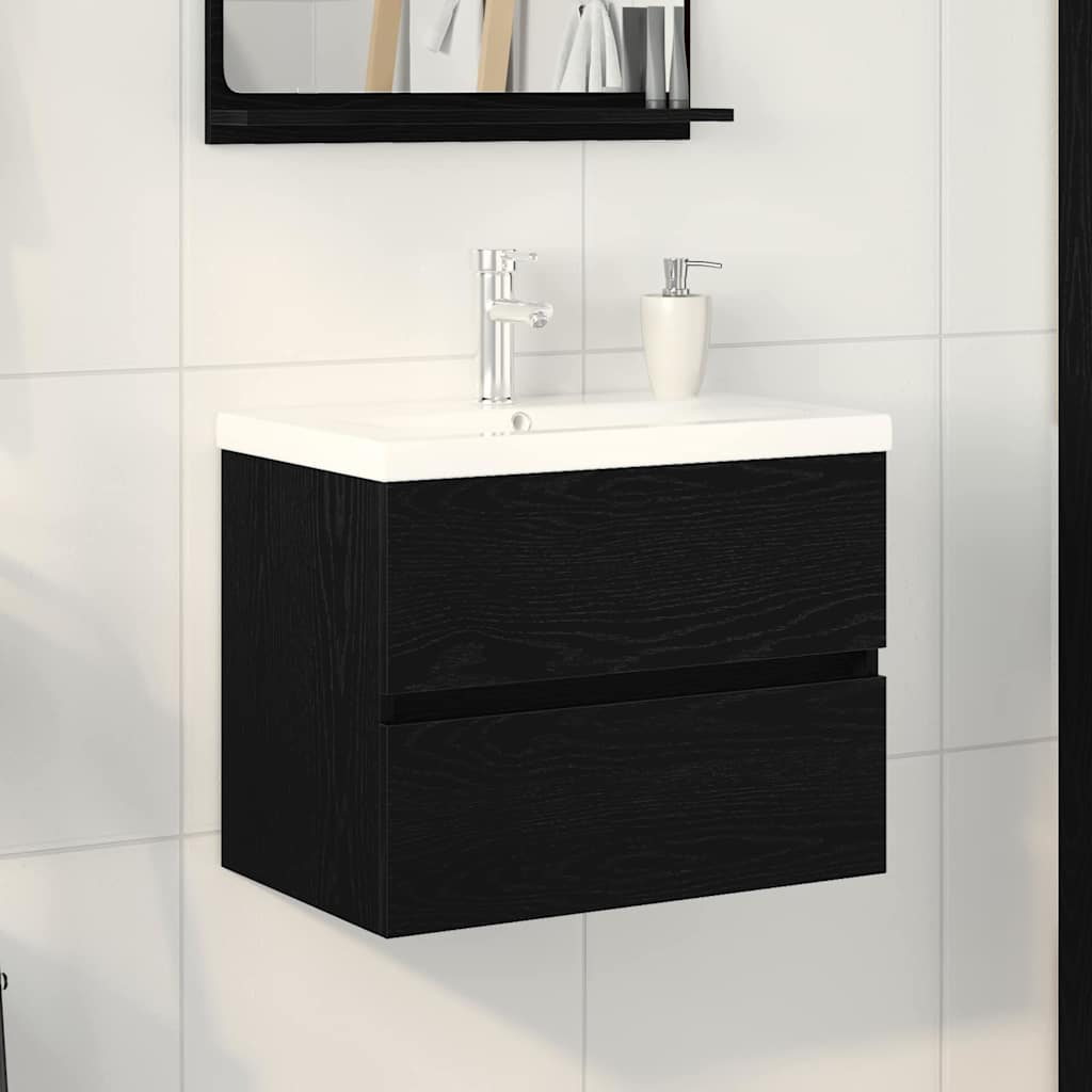 vidaXL Gabinete de Lavabo para Baño Roble Negro 60 x 39 x 62 cm