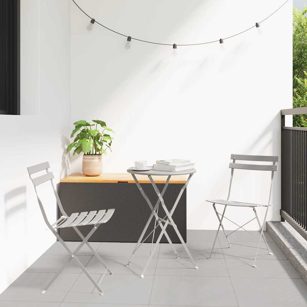 vidaXL Silla de jardín plegable 2 uds. Beige Metal