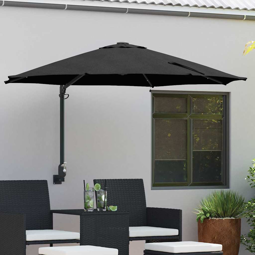 vidaXL Sombrilla de jardín 248 x 248 x 148 cm Poliéster y Acero Negro