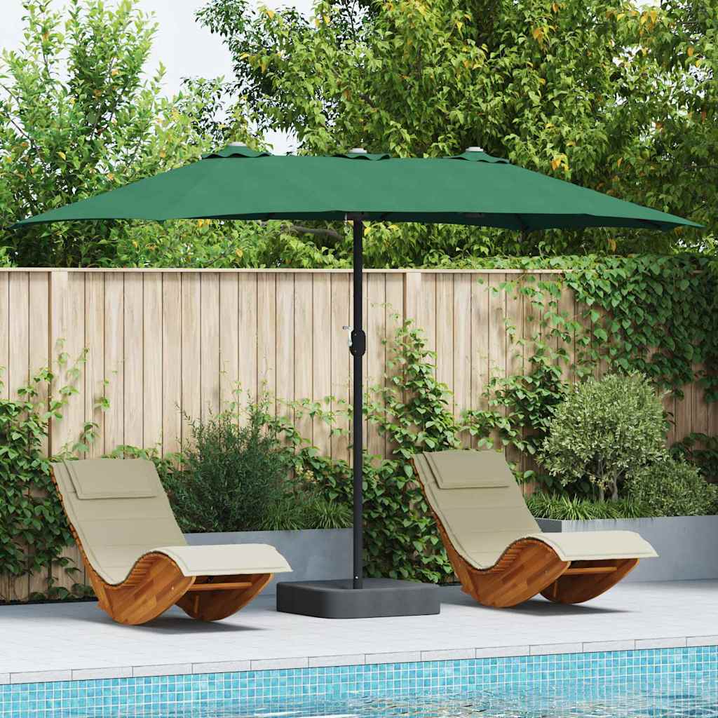 vidaXL Sombrilla de jardín Verde 385 x 209 x 244 cm Poliéster y Acero