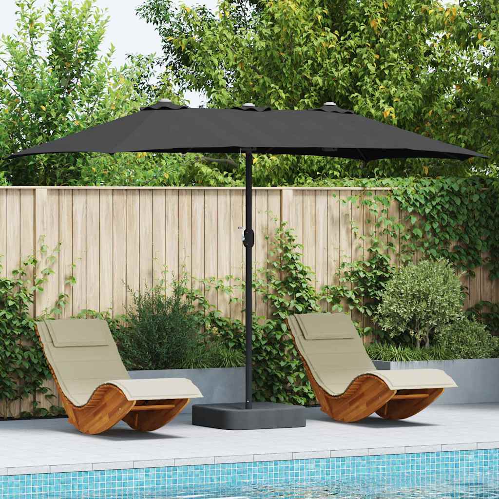 vidaXL Sombrilla de jardín Negro 385 x 209 x 244 cm Poliéster y Acero
