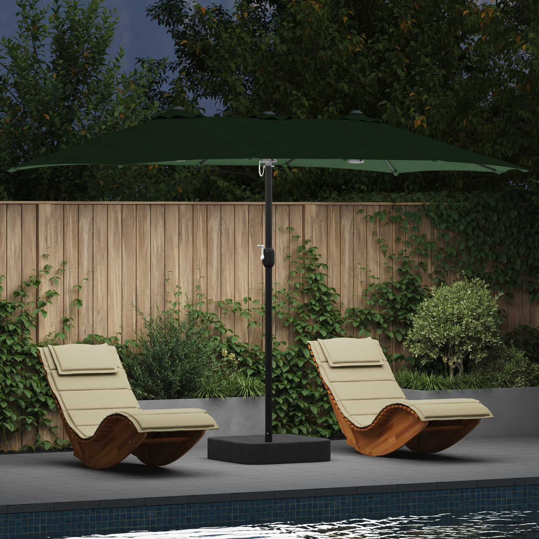 vidaXL Sombrilla de jardín Verde 385 x 209 x 244 cm Poliéster