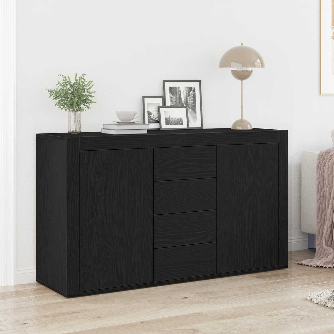 vidaXL Aparador Roble Negro 120 x 36 x 69 cm Madera de ingeniería