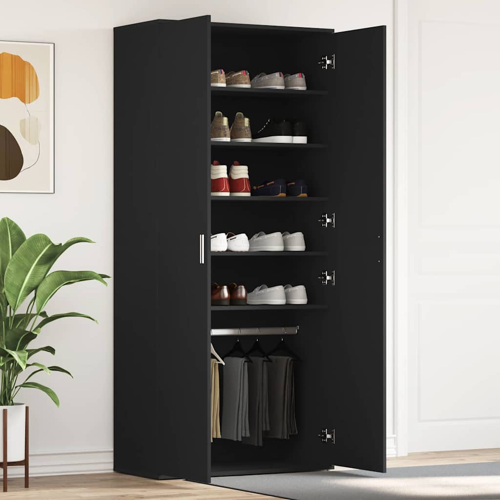 vidaXL Armario Zapatero 80 x 39 x 178 cm Madera de ingeniería Negro