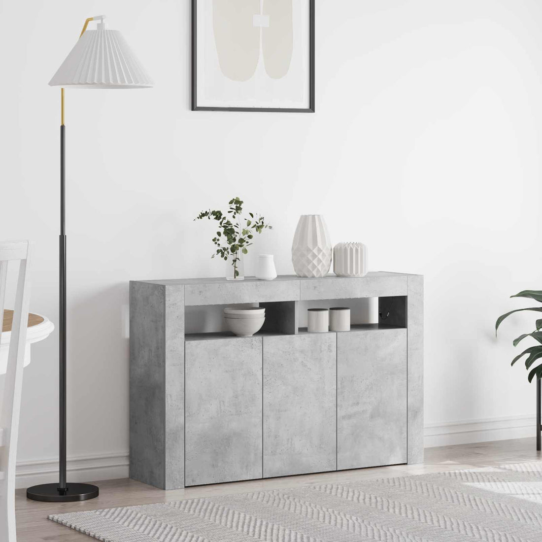 vidaXL Aparador Gris Concreto 116 x 30 x 75 cm Madera de ingeniería