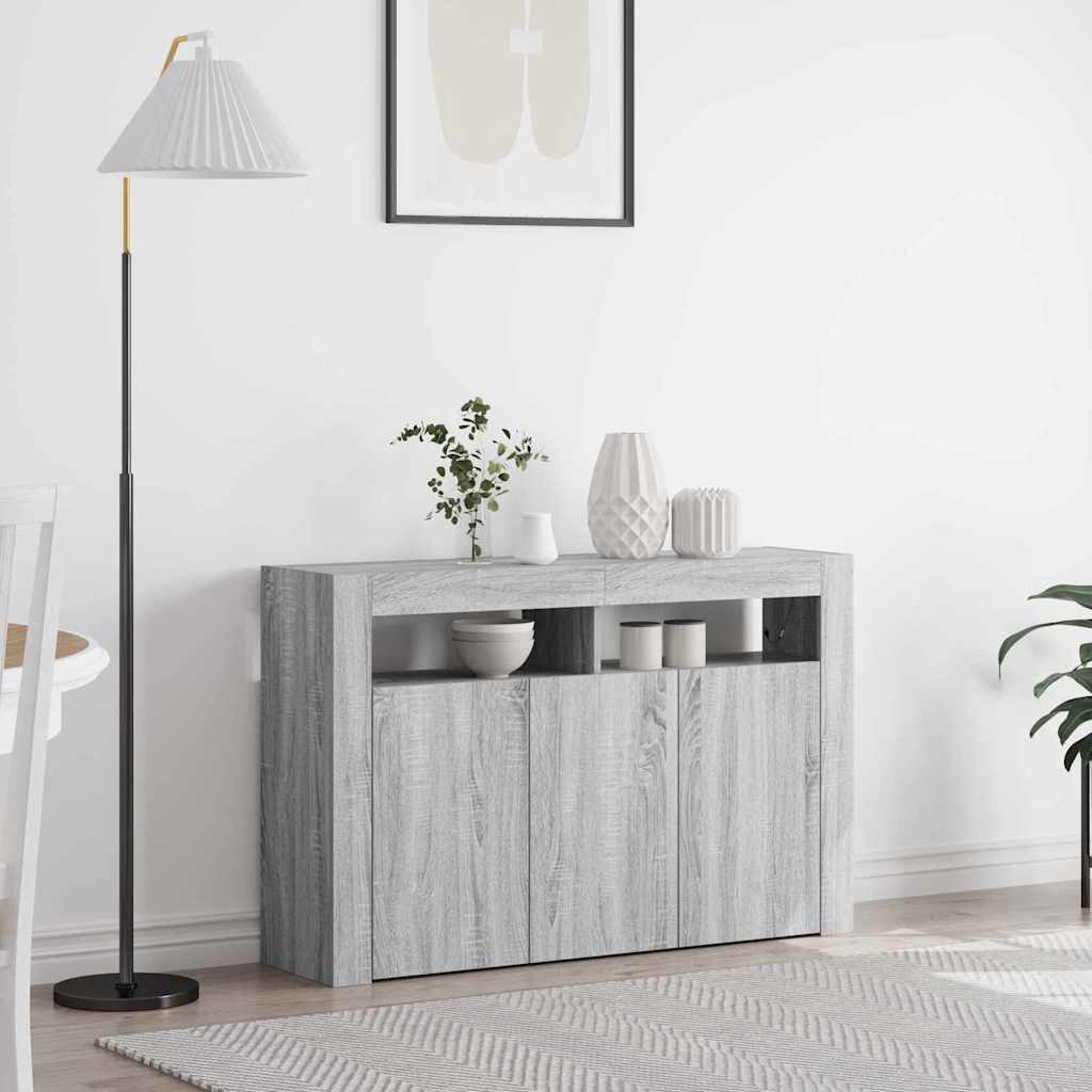 vidaXL Aparador Gris Sonoma 116 x 30 x 75 cm Madera de ingeniería