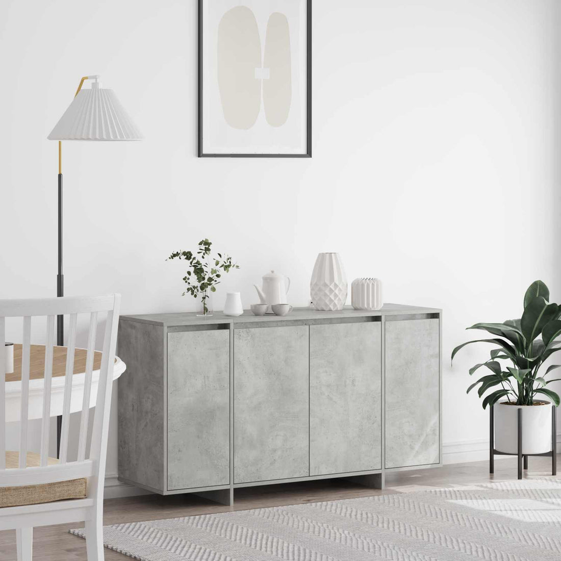 vidaXL Aparador Gris Concreto 135 x 41 x 75 cm Madera de ingeniería