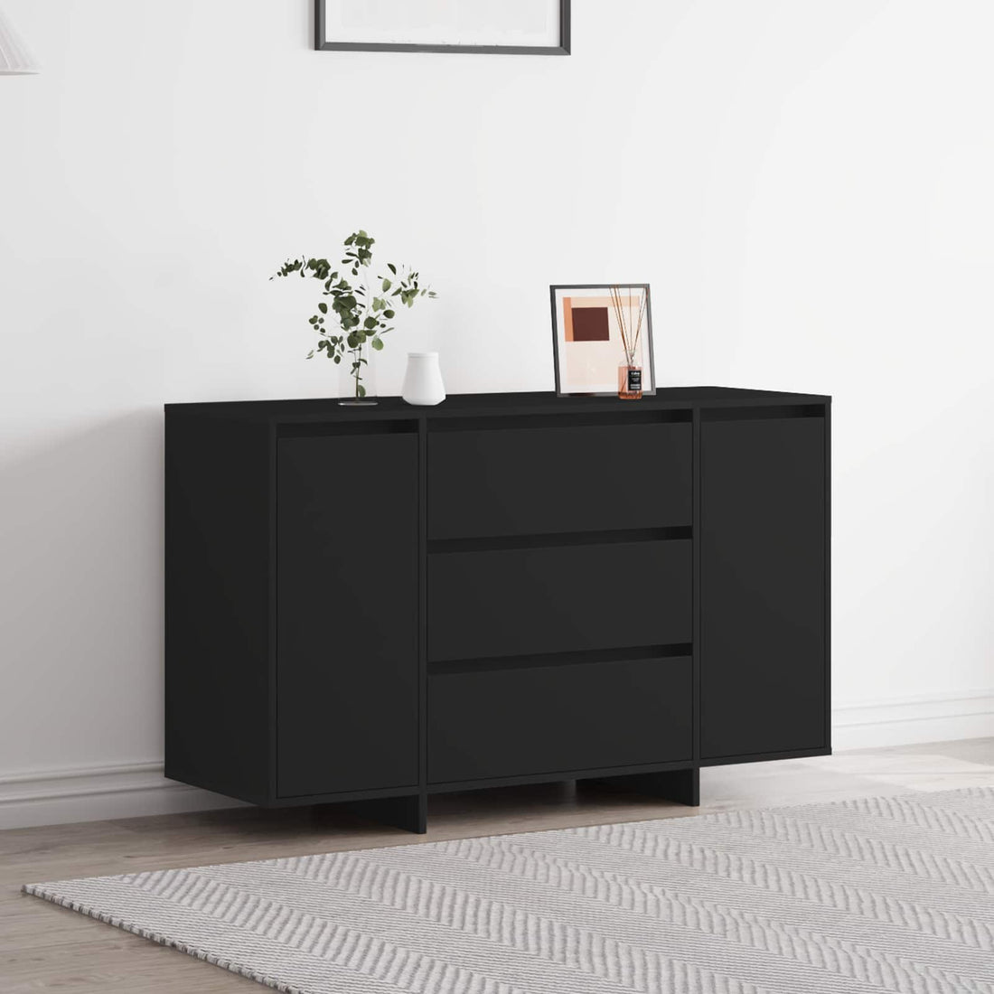vidaXL Aparador Negro 120 x 41 x 75 cm Madera de ingeniería