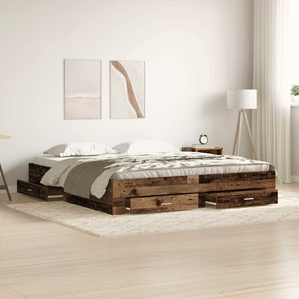 vidaXL Estructura de cama con cajón Madera Vieja 180 x 200 cm