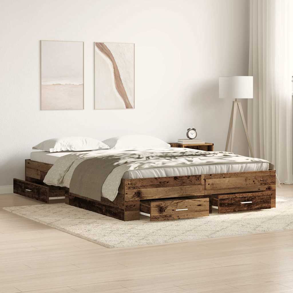 vidaXL Estructura de cama con cajón Madera Vieja 135 x 190 cm