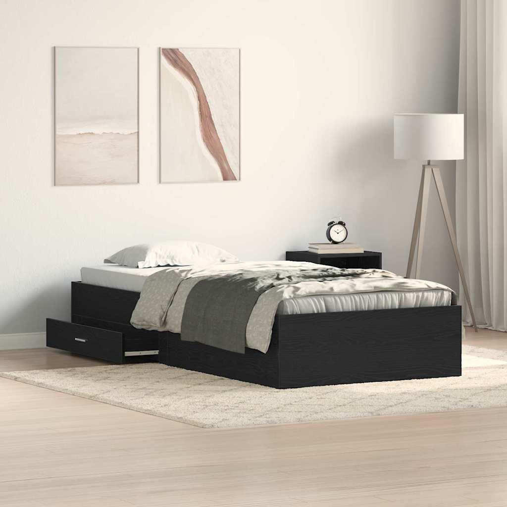 vidaXL Estructura de cama con cajón Roble Negro 100 x 200 cm