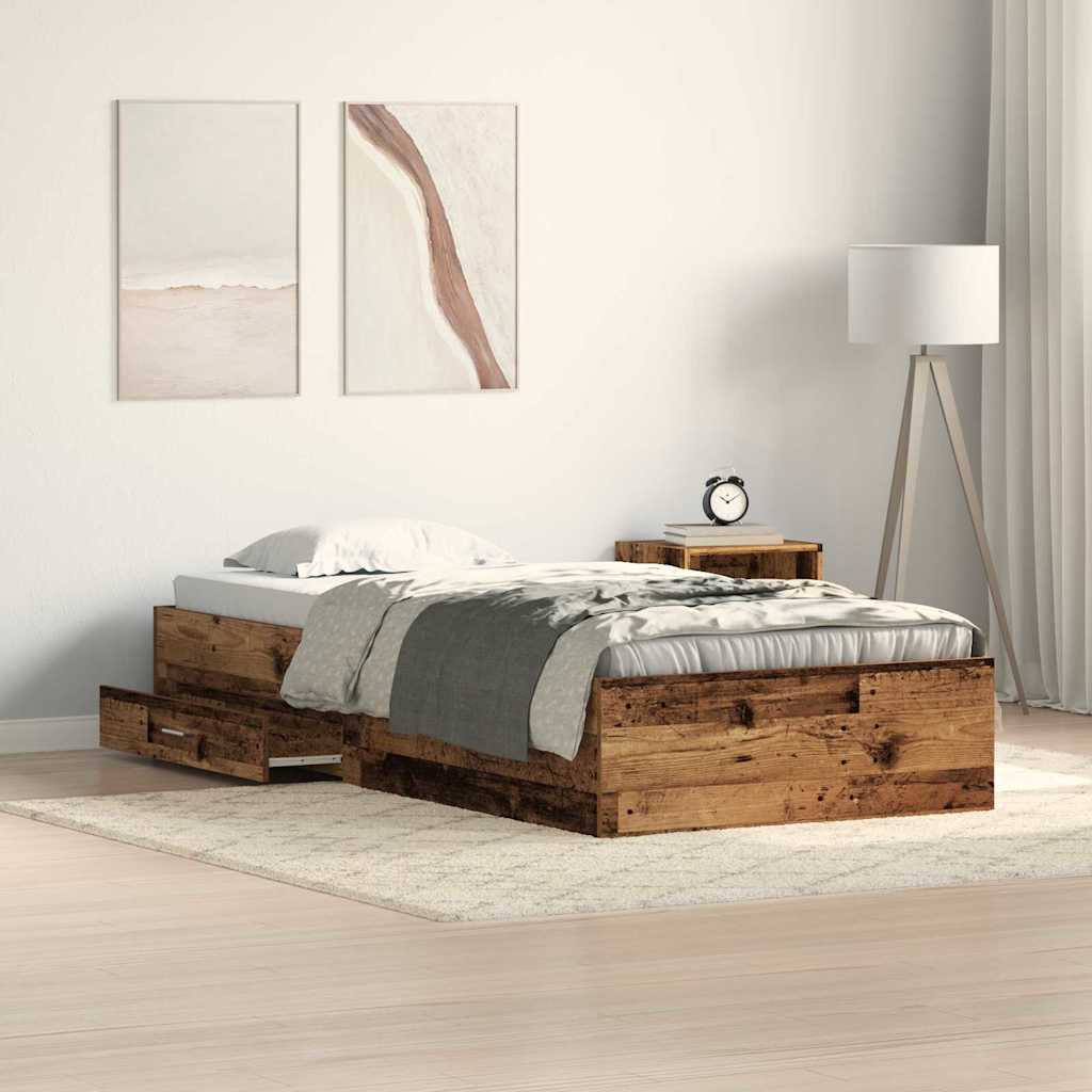 vidaXL Estructura de cama con cajón Madera Vieja 90 x 190 cm