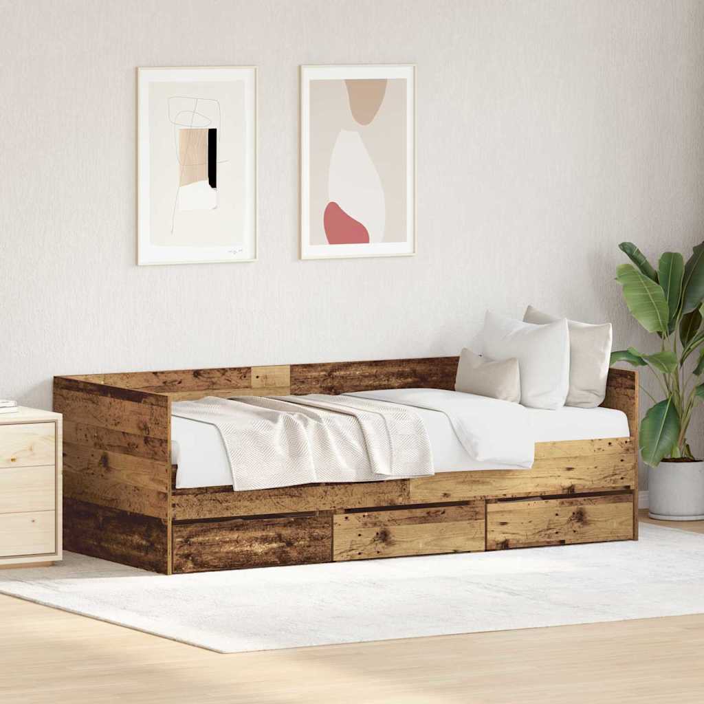 vidaXL Cama de día Madera Vieja 90 x 200 cm Madera de ingeniería