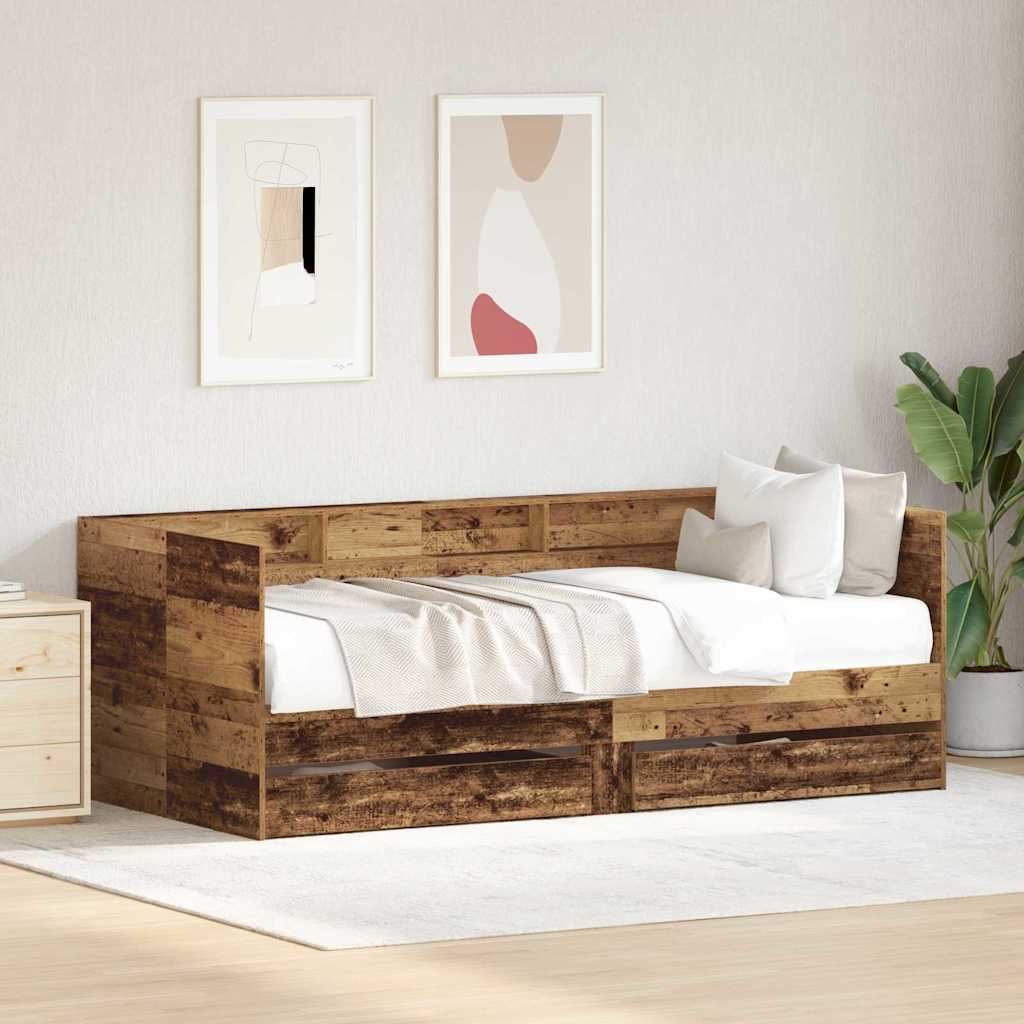 vidaXL Cama de día Madera Vieja 90 x 200 cm Madera de ingeniería