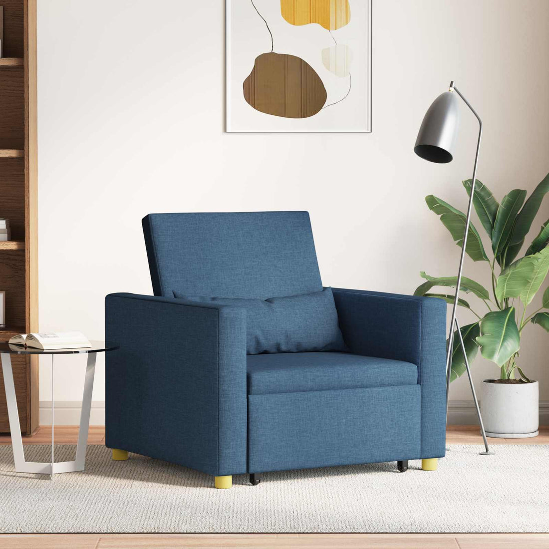 vidaXL Cama Sofá Desplegable Individual Azul 90 x 165 x 87 cm tela