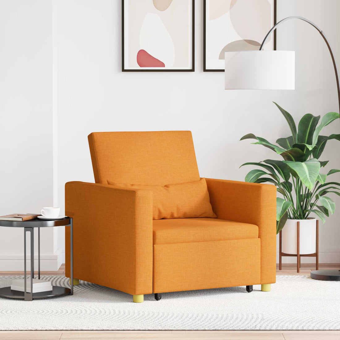 vidaXL Cama Sofá Desplegable Individual con rueda Amarillo oscuro tela