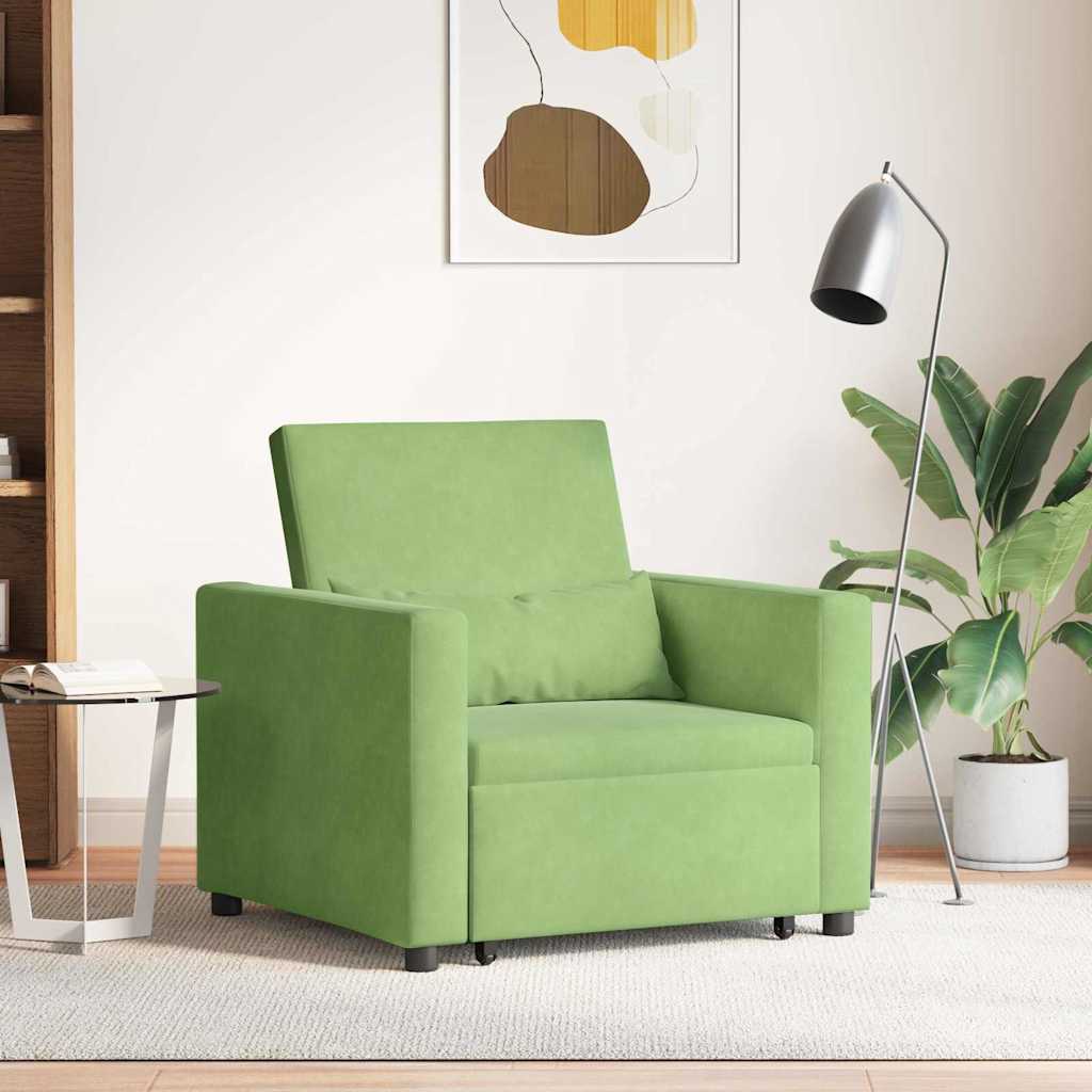 vidaXL Cama Sofá Desplegable Individual Verde claro Terciopelo