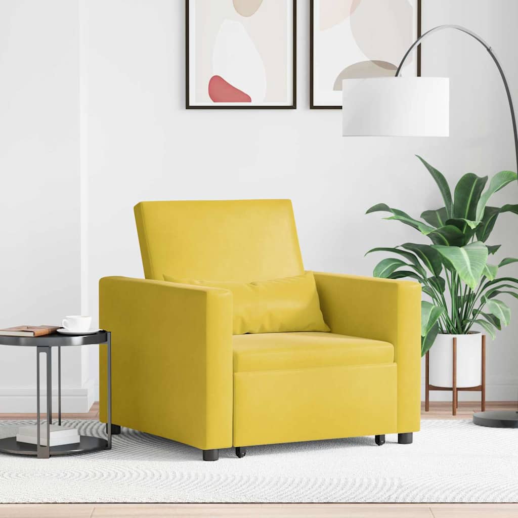 vidaXL Cama Sofá Desplegable Individual Amarillo Terciopelo