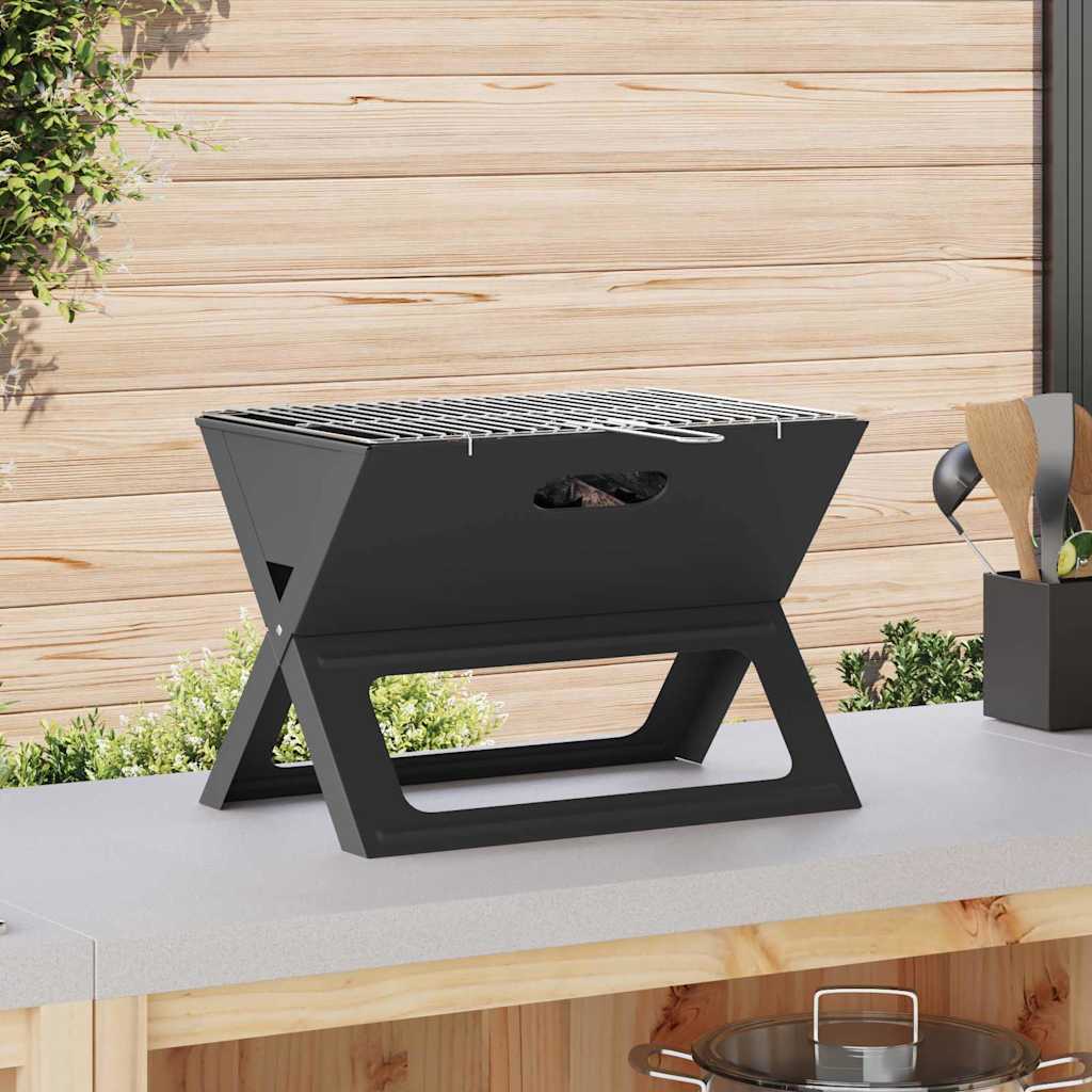 vidaXL Parrilla al aire libre 46 x 31 x 31 cm Acero Negro