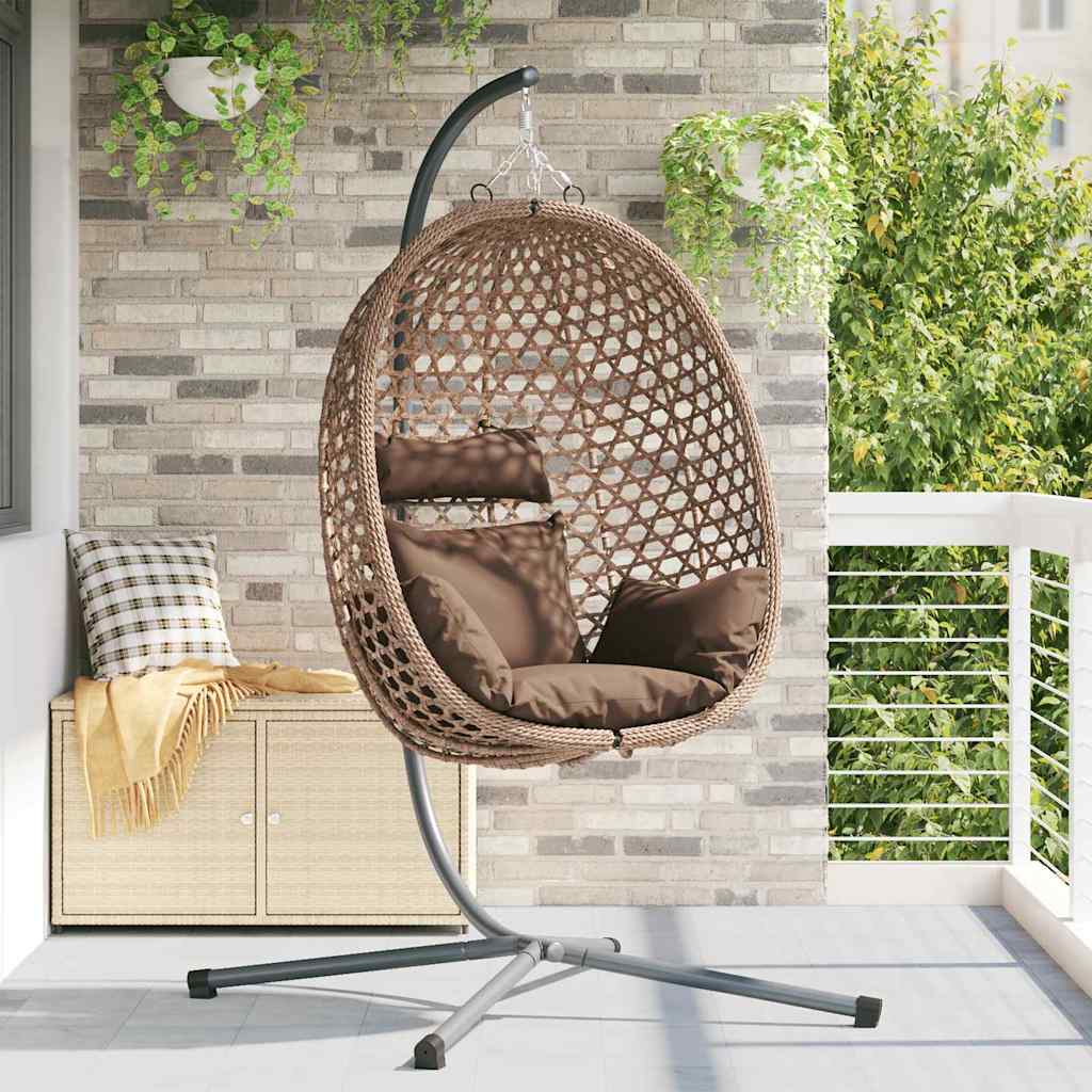 vidaXL Silla huevo colgante ratán sintético 104 x 100 x 191 cm Café