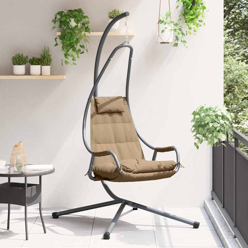 vidaXL Silla huevo colgante Acero 94 x 107 x 196,5 cm Taupé