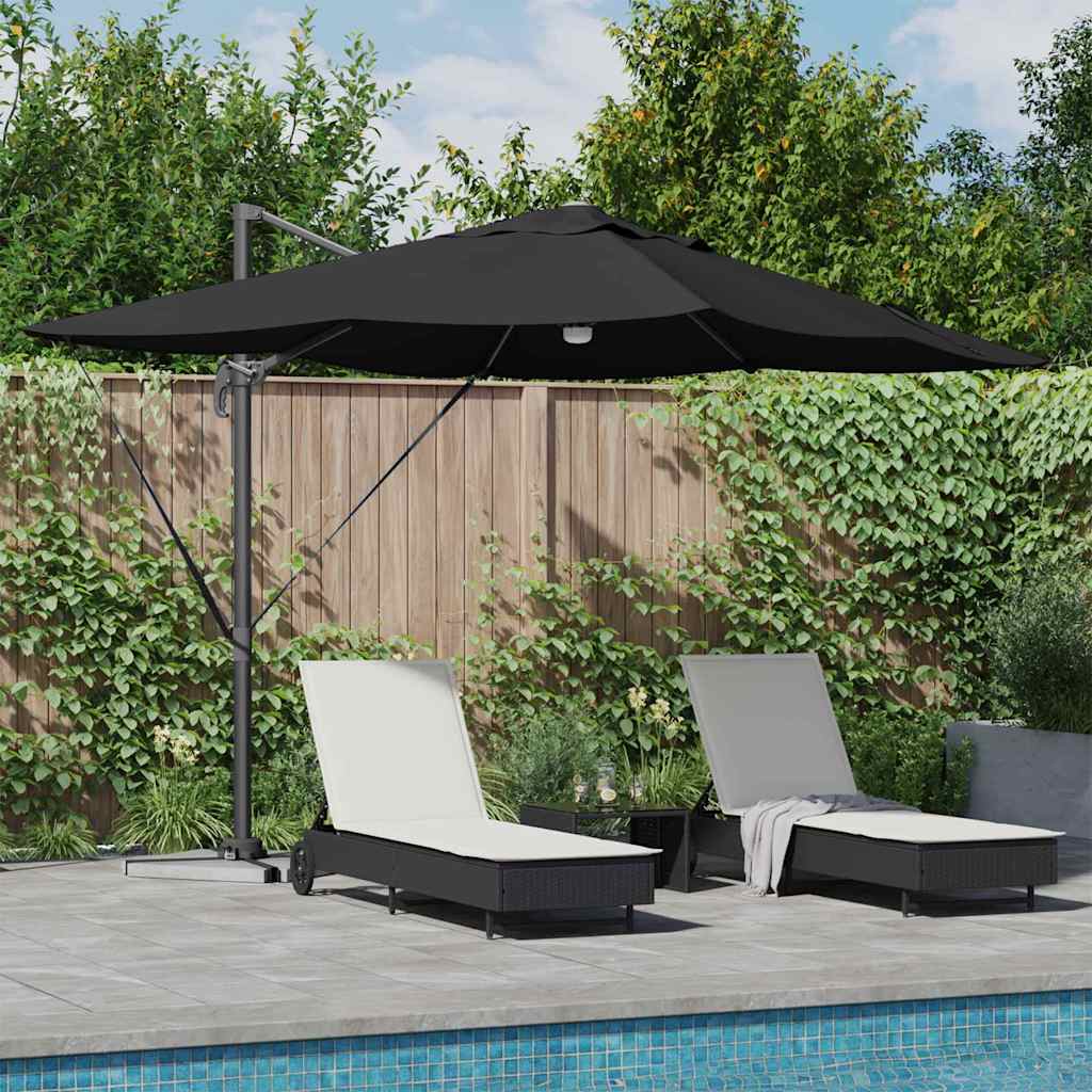 vidaXL Sombrilla Negro 351 x 250 x 253 cm Poliéster y Aluminio