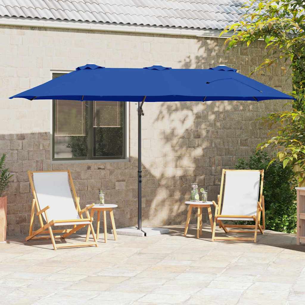 vidaXL Sombrilla 372 x 198 x 243 cm Poliéster y Aluminio Azul azur