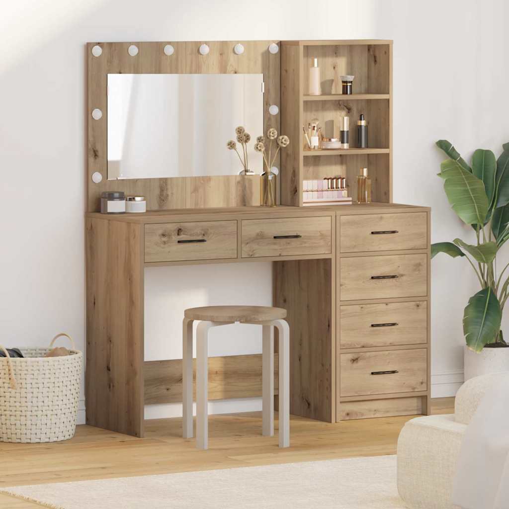 vidaXL Mesa de tocador 2 uds. Roble artisan 78.5 x 41 x 135 cm