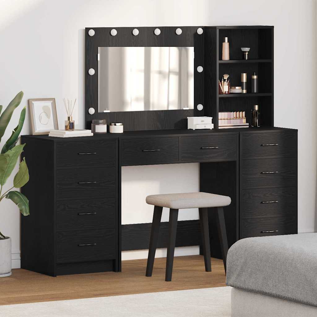 vidaXL Mesa Tocador 3 uds. Roble Negro 78,5 x 41 x 135 cm