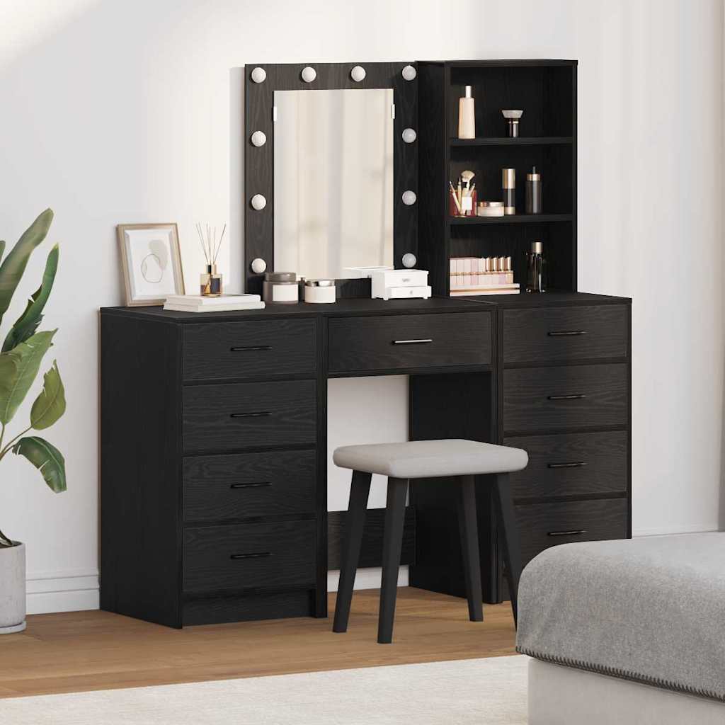 vidaXL Mesa de tocador 3 uds. Negro 40 x 41 x 135 cm