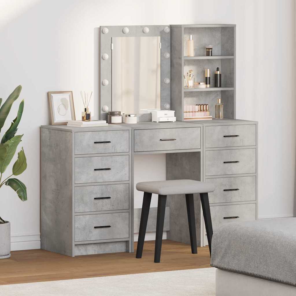vidaXL Mesa de tocador 3 uds. Gris 40 x 41 x 135 cm