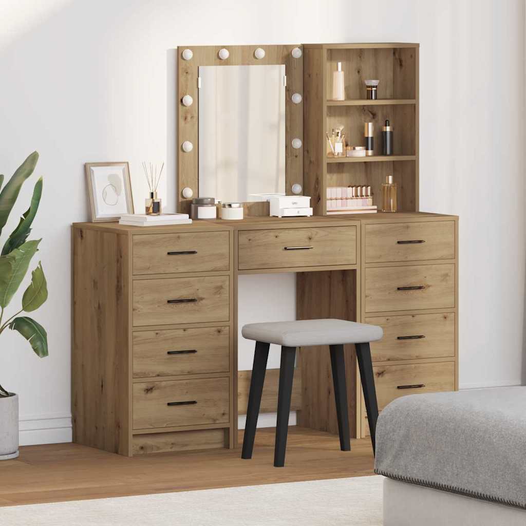 vidaXL Mesa de tocador 3 uds. Roble artisan 40 x 41 x 135 cm