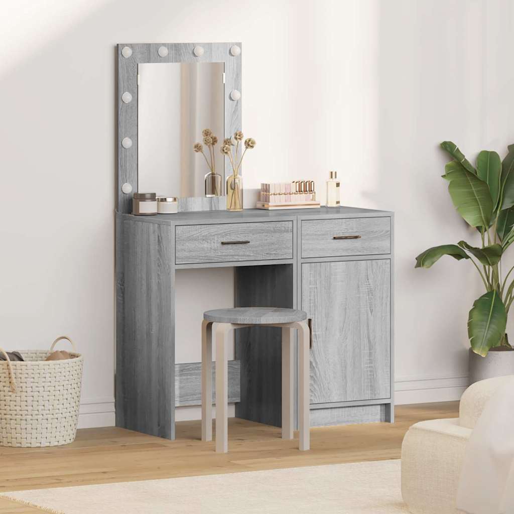 vidaXL Mesa de tocador 2 uds. Gris 50 x 41 x 135 cm