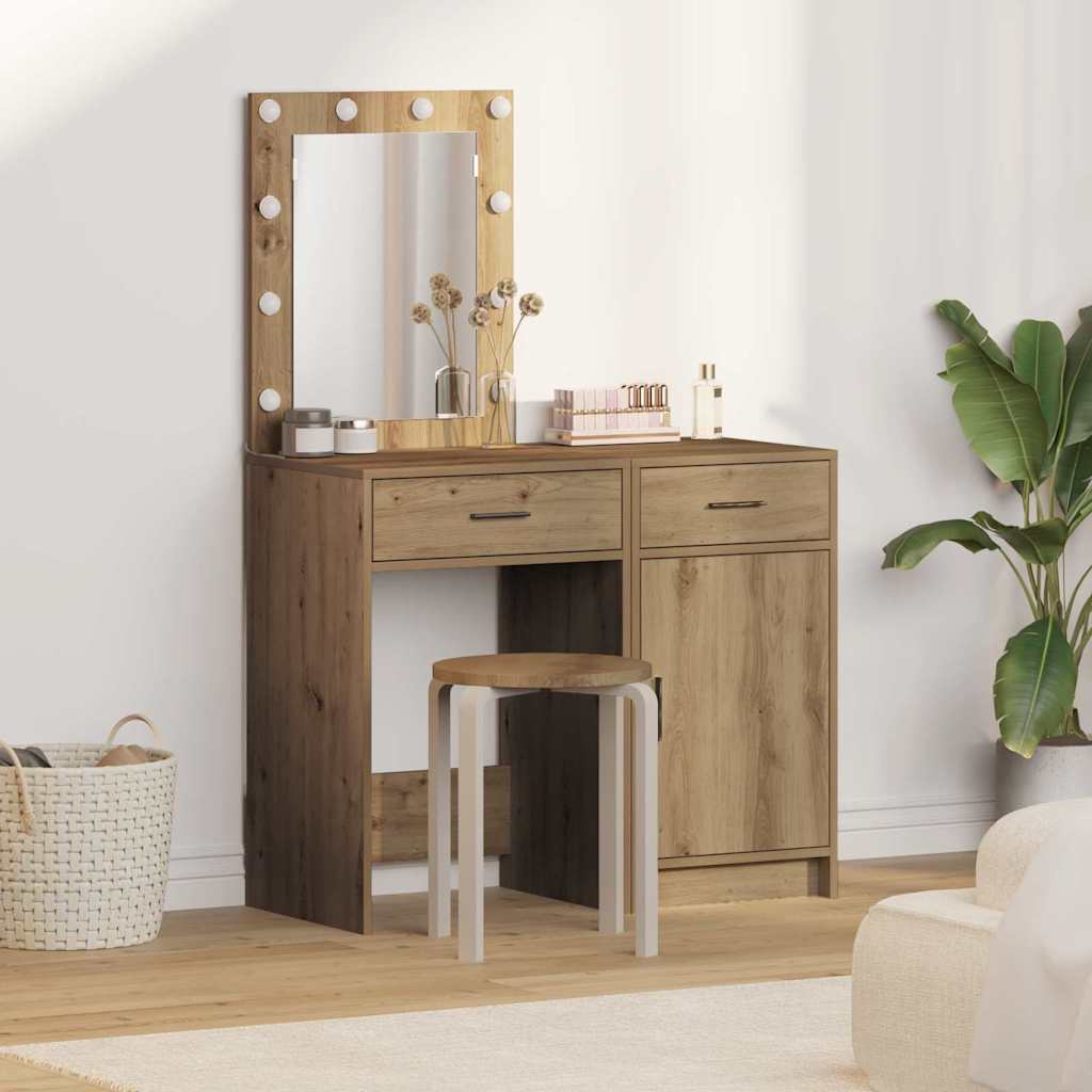 vidaXL Mesa de tocador 2 uds. Roble artisan 50 x 41 x 135 cm