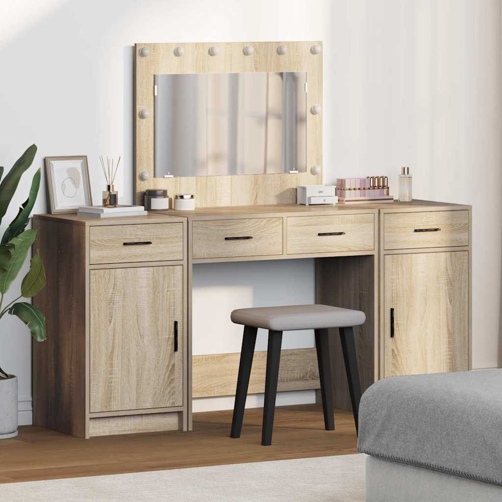 vidaXL Mesa Tocador 3 uds. Marrón 78,5 x 41 x 135 cm