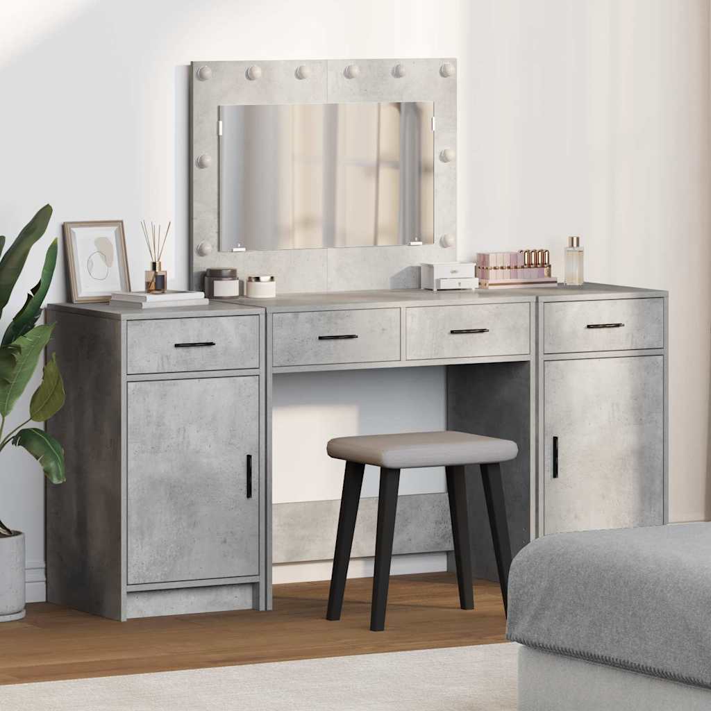 vidaXL Mesa Tocador 3 uds. Gris 78,5 x 41 x 135 cm